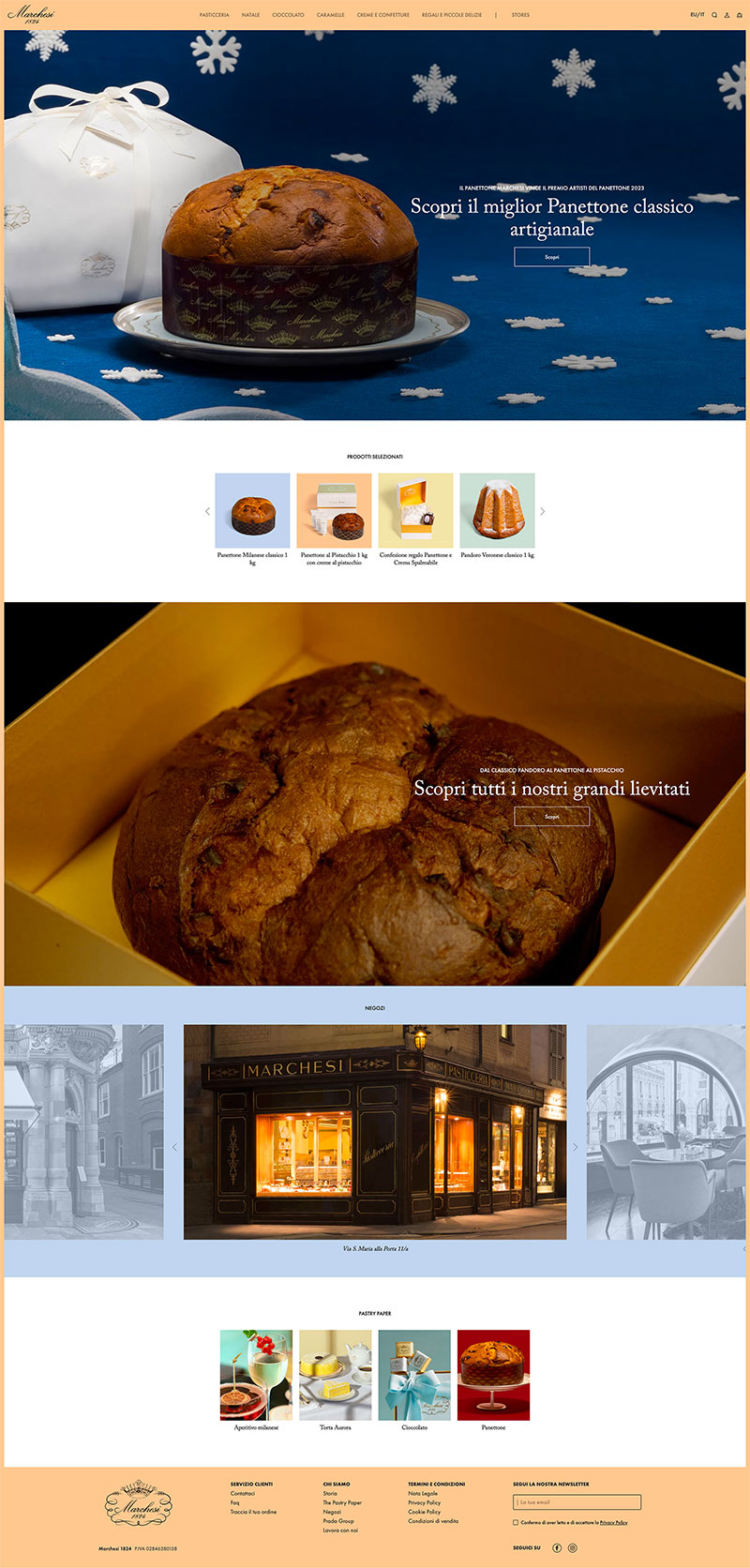 Front end development of Pasticceria Marchesi 1824 e-commerce